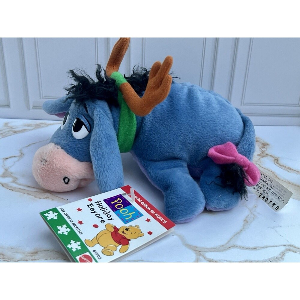 Y2K 1998 Vintage Disney Eeyore Christmas Reindeer Plush New Mattel w/ Tag